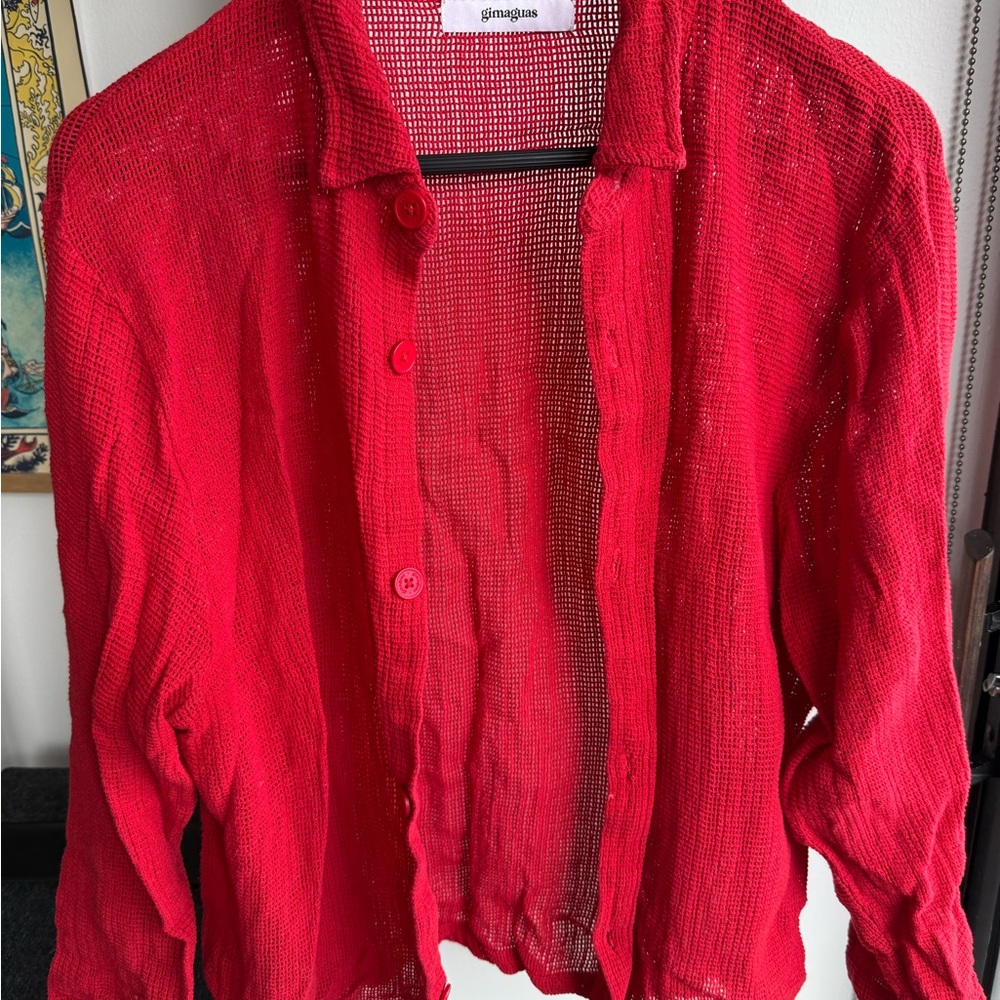 Gimaguas Red Casual Button Down Shirt